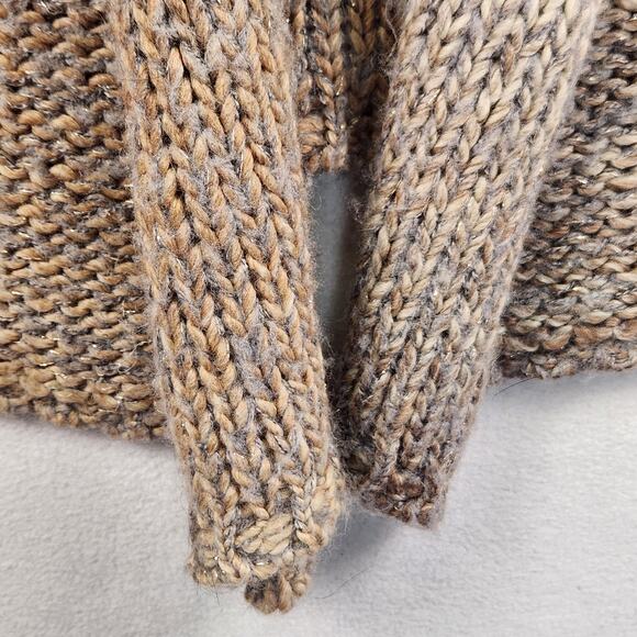 Joan Vass Studio WMNS SZ L Open Front Cardigan Sweater Brown Tan Ombré Wool Blnd - Picture 7 of 14